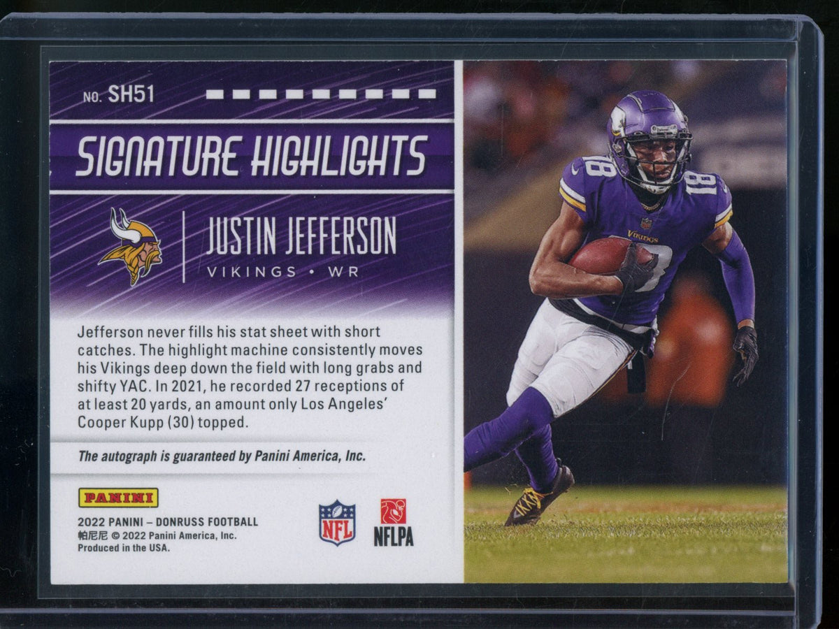 2022 Panini Donruss Justin Jefferson Signature Highlights Autograph Vikings - Trading Card Market