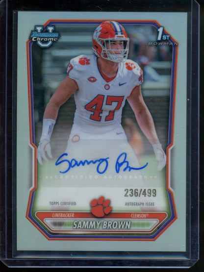 2026 Bowman Chrome U Sammy Brown 1st Refractor Autograph /499 Clemson - Trading Card Market