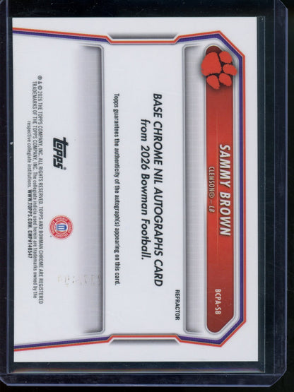 2026 Bowman Chrome U Sammy Brown 1st Refractor Autograph /499 Clemson - Trading Card Market