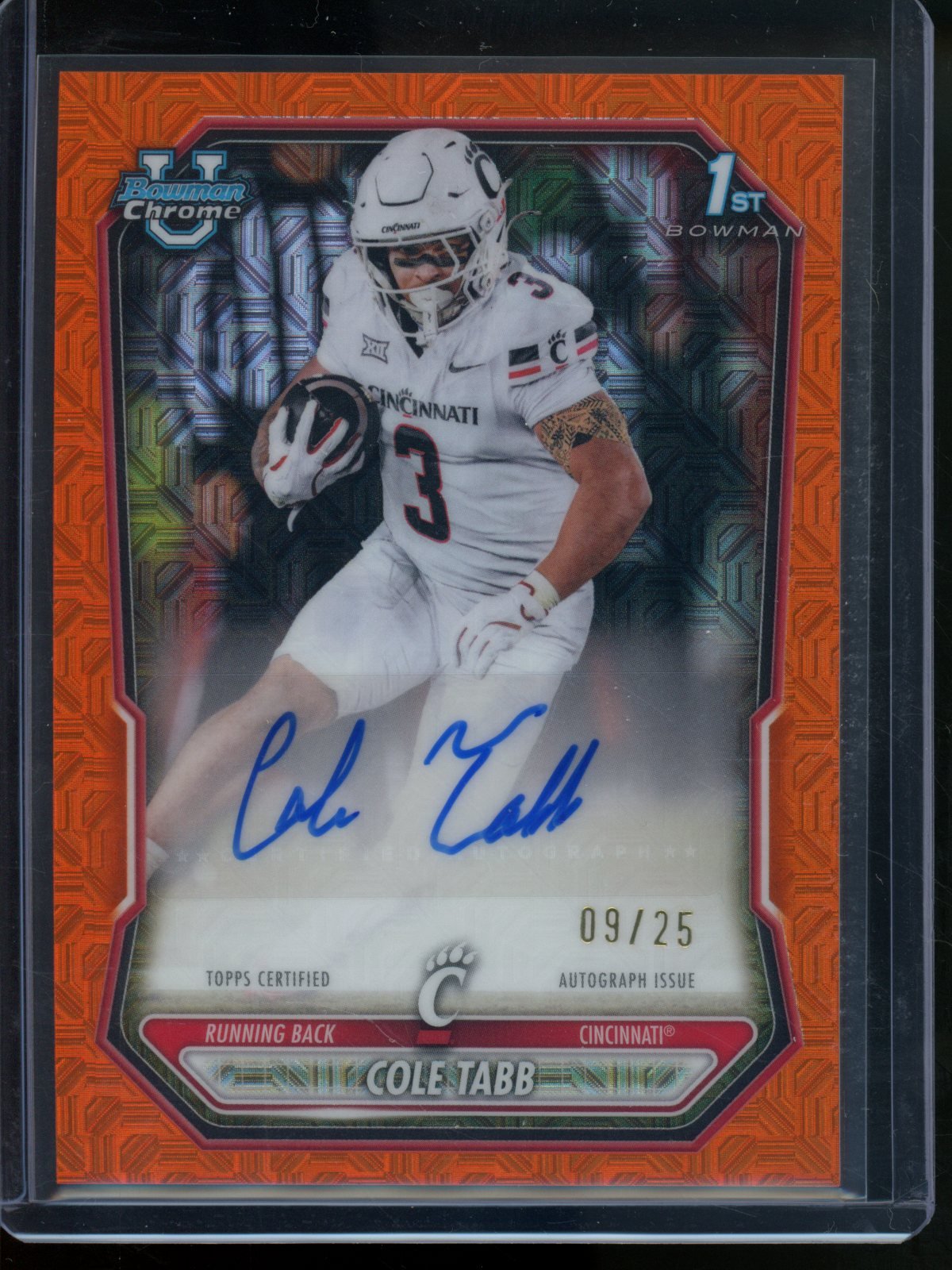 2026 Bowman Chrome U Cole Tabb 1st Orange Mojo Refractor Autgraph /25 Cincinnati - Trading Card Market