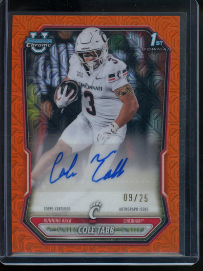 2026 Bowman Chrome U Cole Tabb 1st Orange Mojo Refractor Autgraph /25 Cincinnati - Trading Card Market