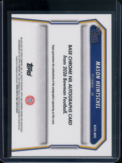 2026 Bowman Chrome U Mason Heintschel 1st Autograph Pitt - Trading Card Market