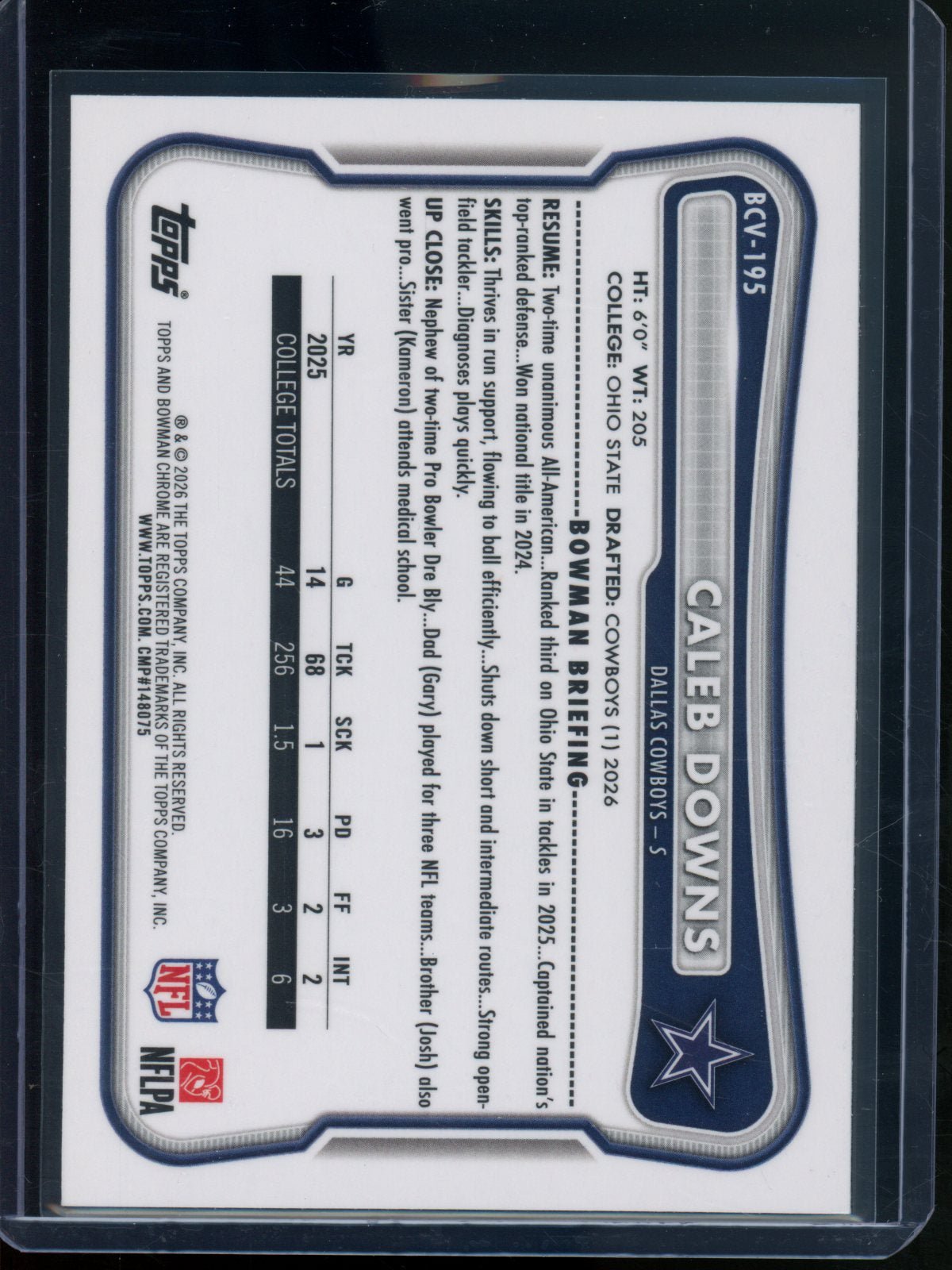 2026 Bowman Chrome Caleb Downs Rookie RC Magenta Refractor /250 Cowboys - Trading Card Market