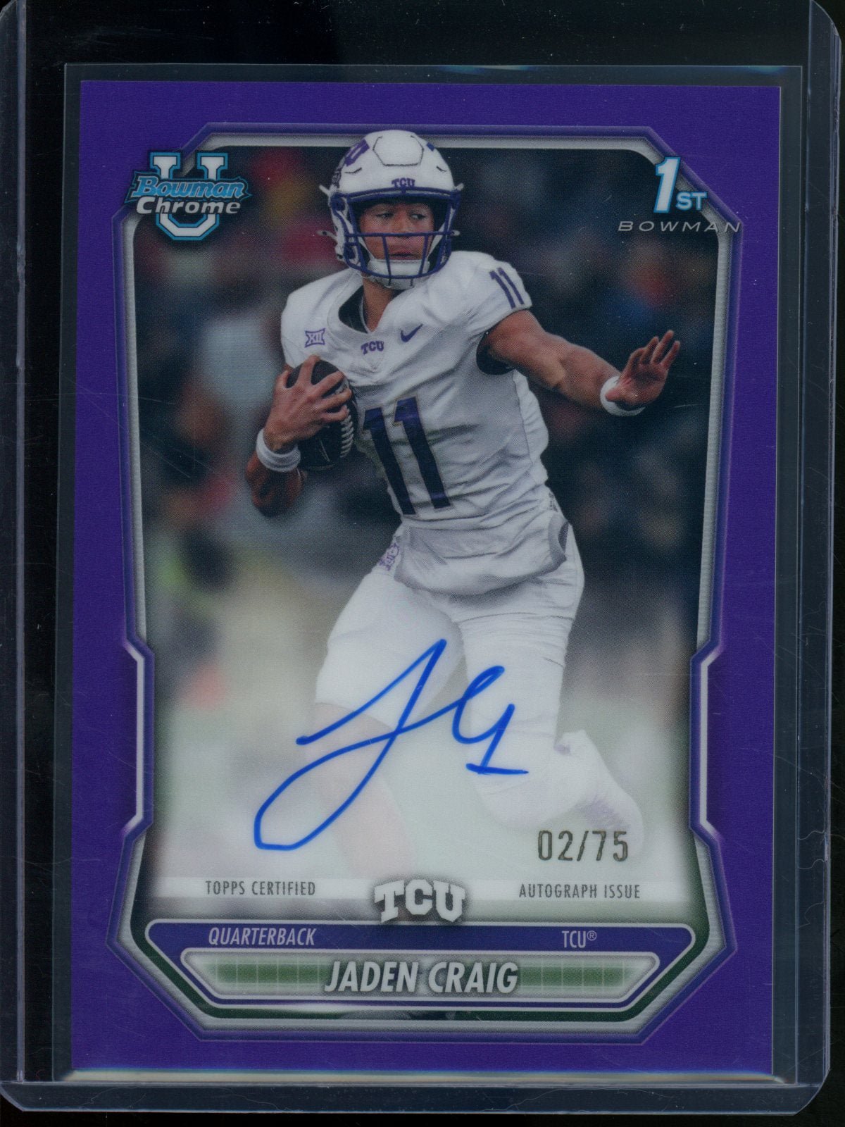 2026 Bowman Chrome U Jaden Craig 1st Purple Refractor Autograph /75 TCU - Trading Card Market