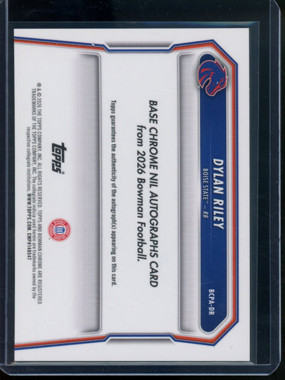 2026 Bowman Chrome U Dylan Riley 1ST Gold Refractor Autograph /50 Boise St. - Trading Card Market