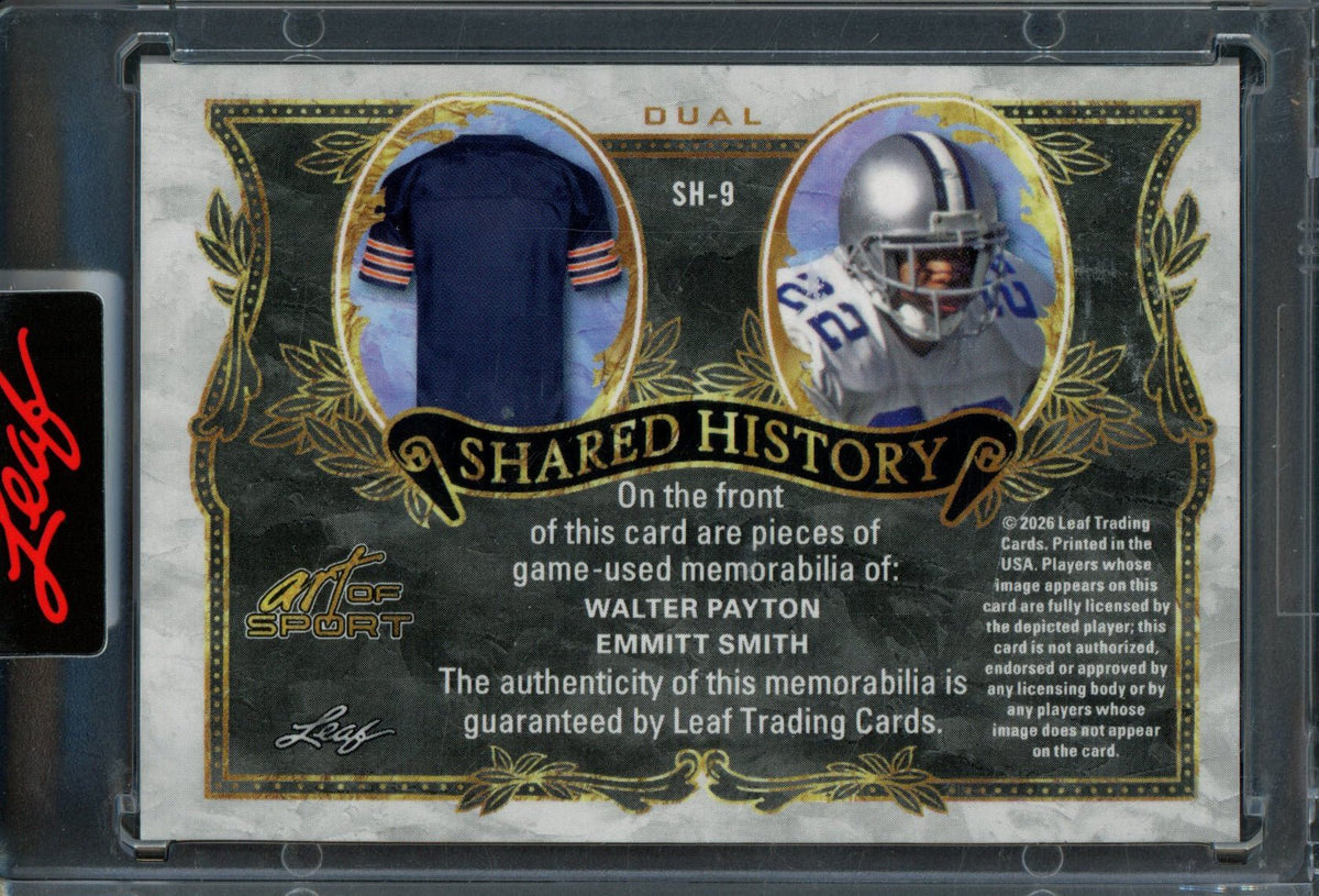 2026 Leaf Art of Sport Walter Payton / Emmitt Smith Shared History Quad Relic /7 Cowboys - Trading Card Market