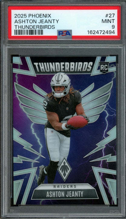 2025 Panini Phoenix Ashton Jeanty Rookie RC Thunderbirds Silver PSA 9 Raiders - Trading Card Market