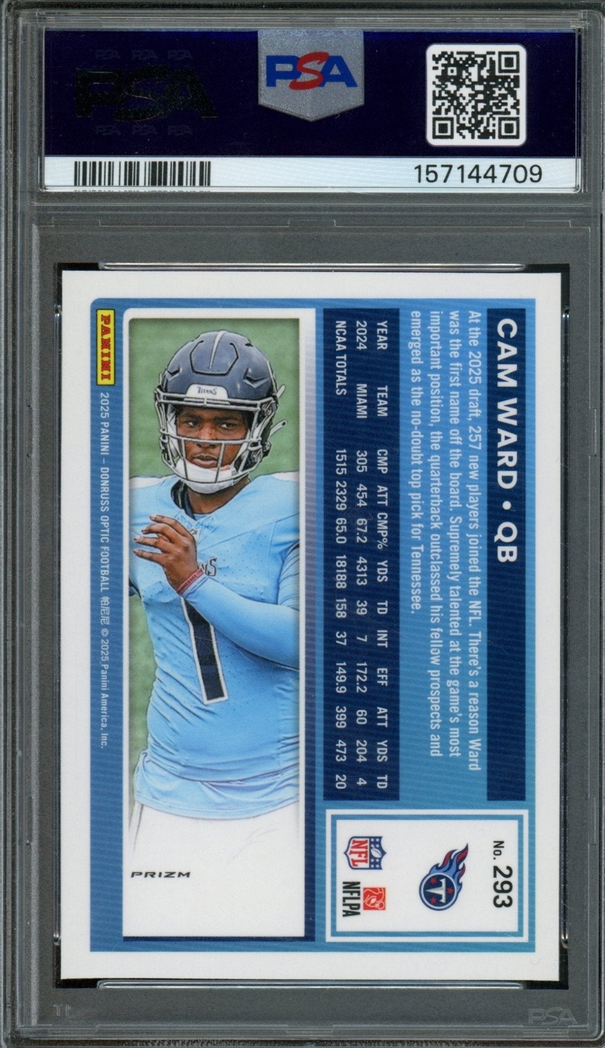 2025 Panini Optic Cam Ward Rated Rookie Holo PSA 9 Titans - Trading Card Market