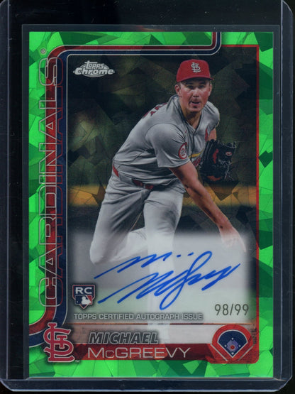 2025 Topps Chrome Sapphire Michael McGreevy Rookie RC Green Autograph /99 Cardinals - Trading Card Market