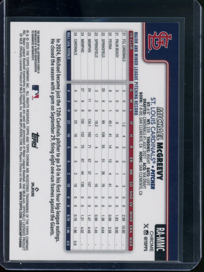 2025 Topps Chrome Sapphire Michael McGreevy Rookie RC Green Autograph /99 Cardinals - Trading Card Market