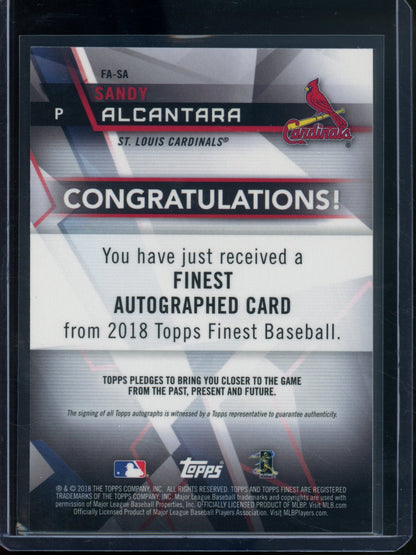 2018 Topps Finest Sandy Alcantara Rookie RC Refractor Autograph Cardinals - Trading Card Market