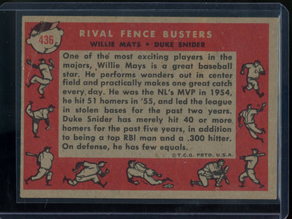 1958 Topps Rival Fence Busters Willie Mays / Duke Snider #436 - Trading Card Market