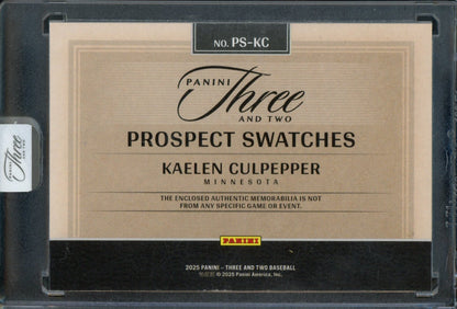2025 Panini Three and Two Kaelen Culpepper Prospect Swatches Encased /15 Twins - Trading Card Market