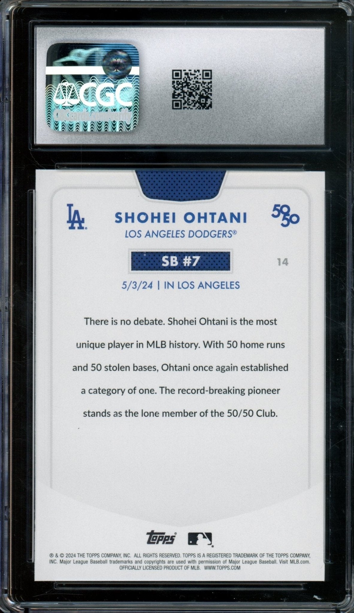 2024 Topps 50/50 Shohei Ohtani #14 CGC 10 Dodgers - Trading Card Market