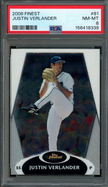 2008 Topps Finest Justin Verlander #81 PSA 8 Tigers - Trading Card Market