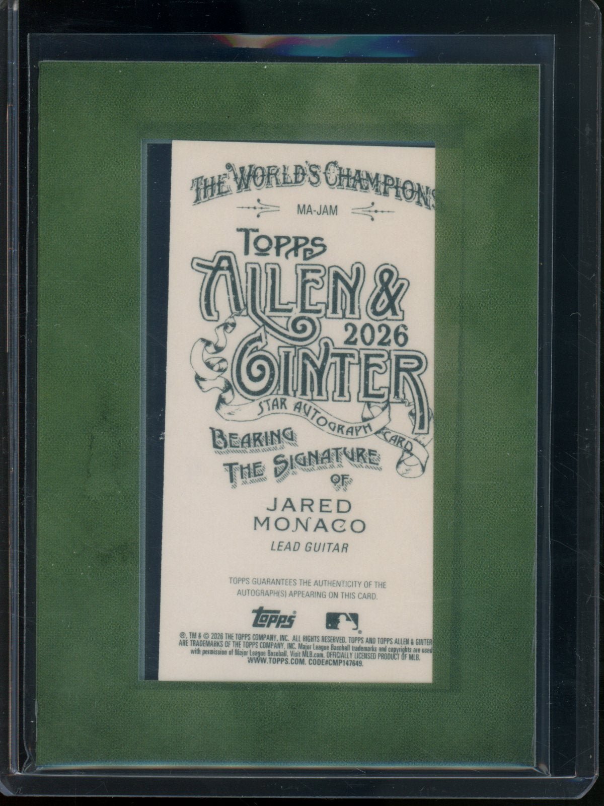 2026 Topps Allen and Ginter Jared Monaco Framed Autograph #MA-JAM - Trading Card Market