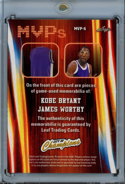 2026/27 Leaf City of Champions Kobe Bryant / James Worthy Finals Dual Memorabilia MVP's /6 Lakers - Trading Card Market