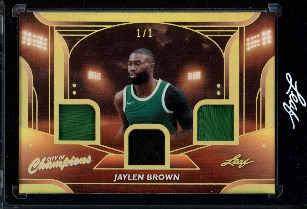 2026/27 Leaf City of Champions Jaylen Brown Triple Jersey Relic 1/1 Celtics - Trading Card Market