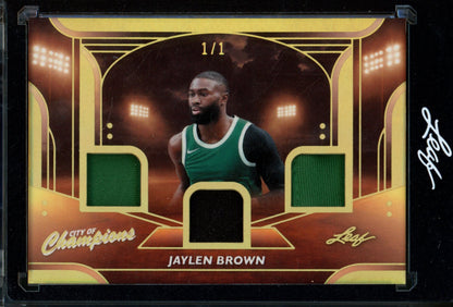 2026/27 Leaf City of Champions Jaylen Brown Triple Jersey Relic 1/1 Celtics - Trading Card Market