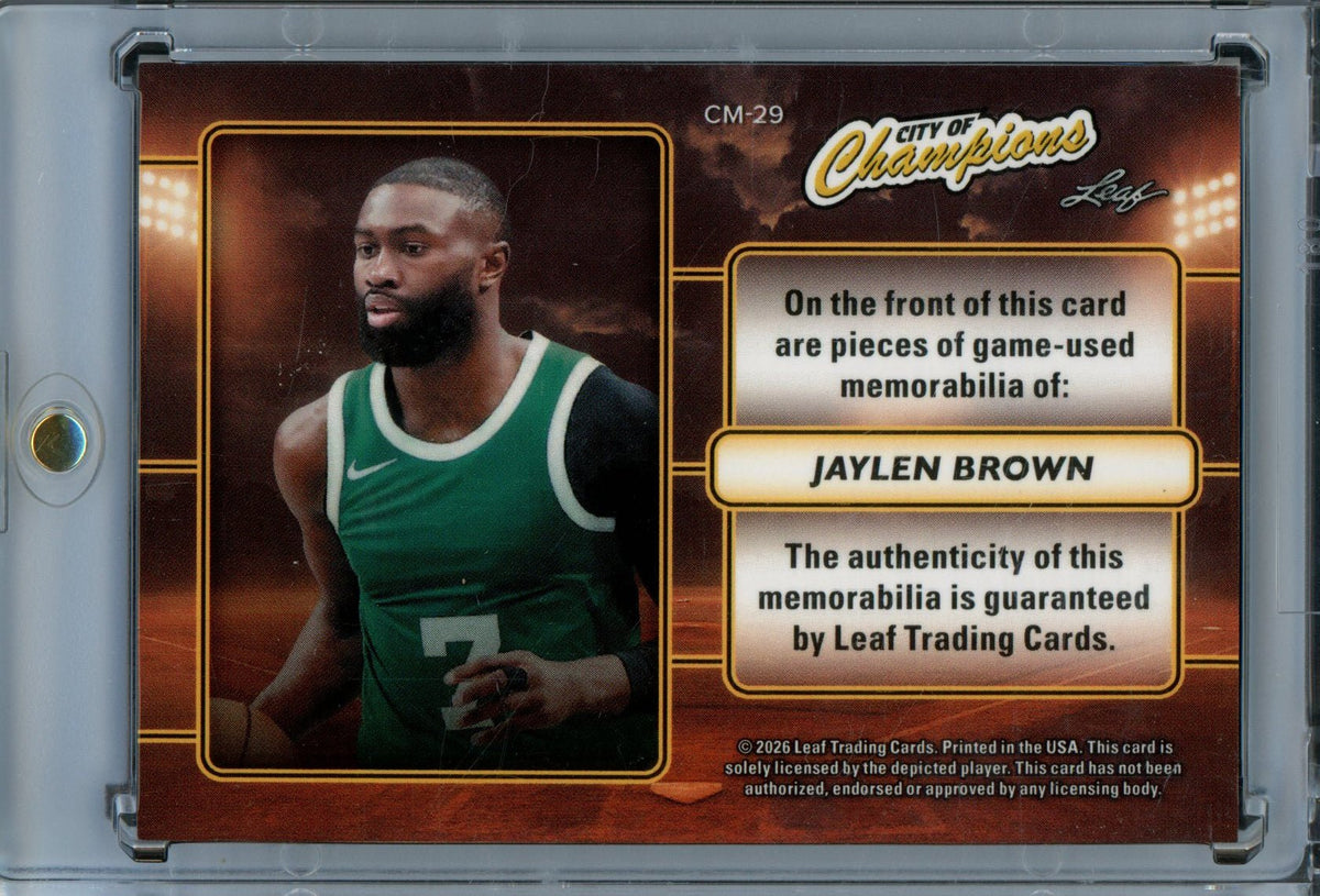 2026/27 Leaf City of Champions Jaylen Brown Triple Jersey Relic 1/1 Celtics - Trading Card Market
