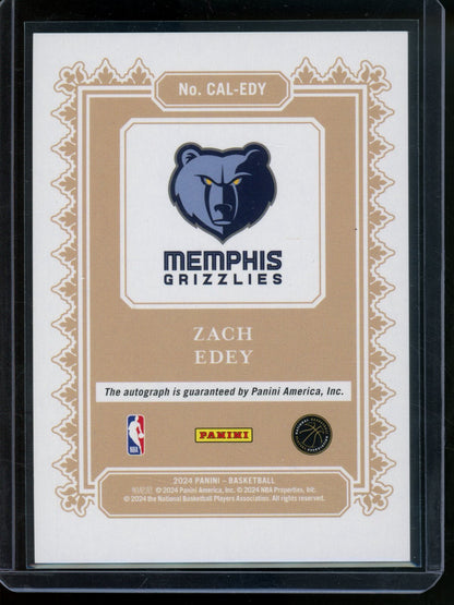 2024/25 Panini Noir Zach Edey Rookie RC Calligraphy Autograph Grizzlies - Trading Card Market