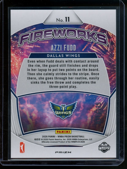 2026/27 Panini Prizm Azzi Fudd Rookie RC Fireworks Purple /125 Wings - Trading Card Market