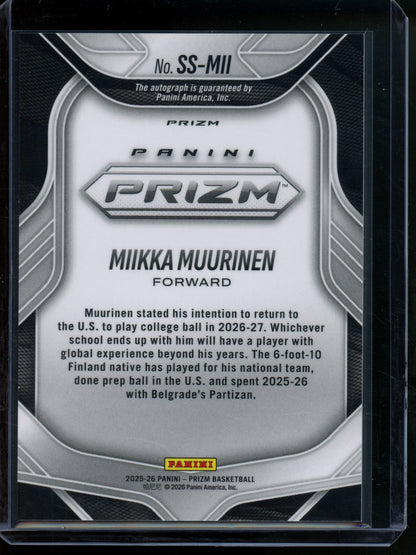 2025/26 Panini Prizm Miikka Muurinen Sensational Signatures Silver #SS-MII - Trading Card Market