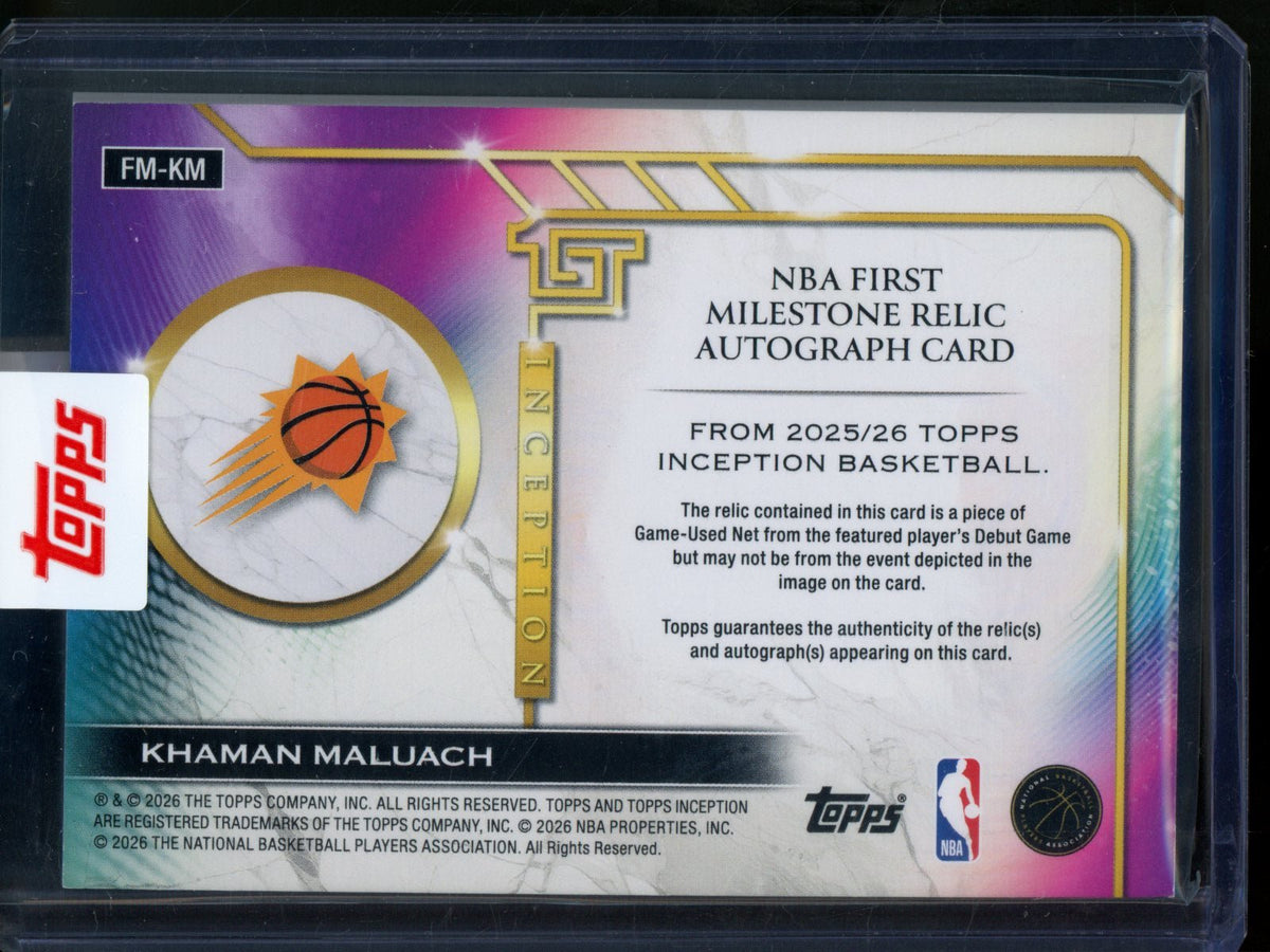 2025/26 Topps Inception Khaman Maluach First Milestones Rookie Net Cord Autograph /5 Suns - Trading Card Market