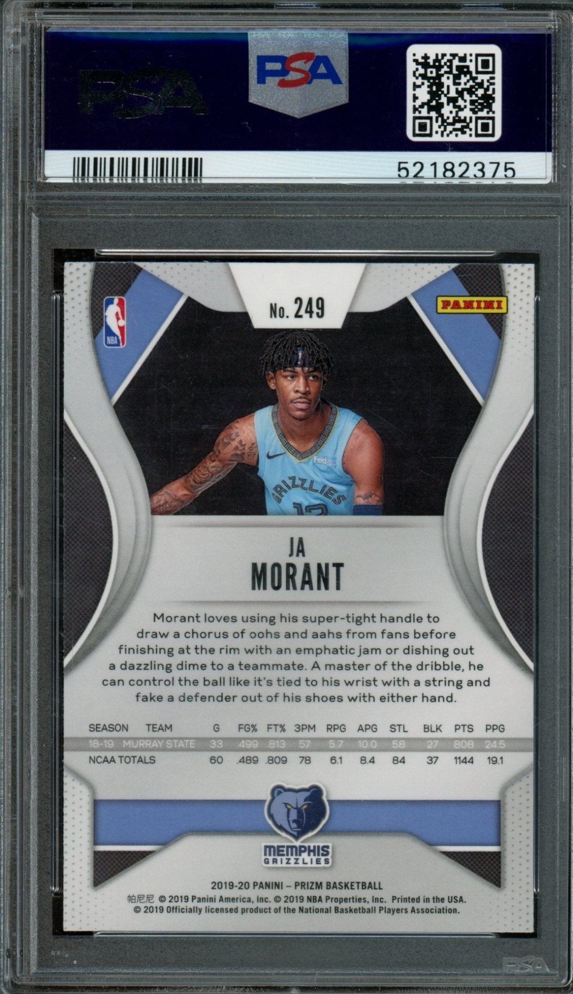 2019/20 Panini Prizm Ja Morant Rookie RC #249 PSA 10 Grizzlies - Trading Card Market