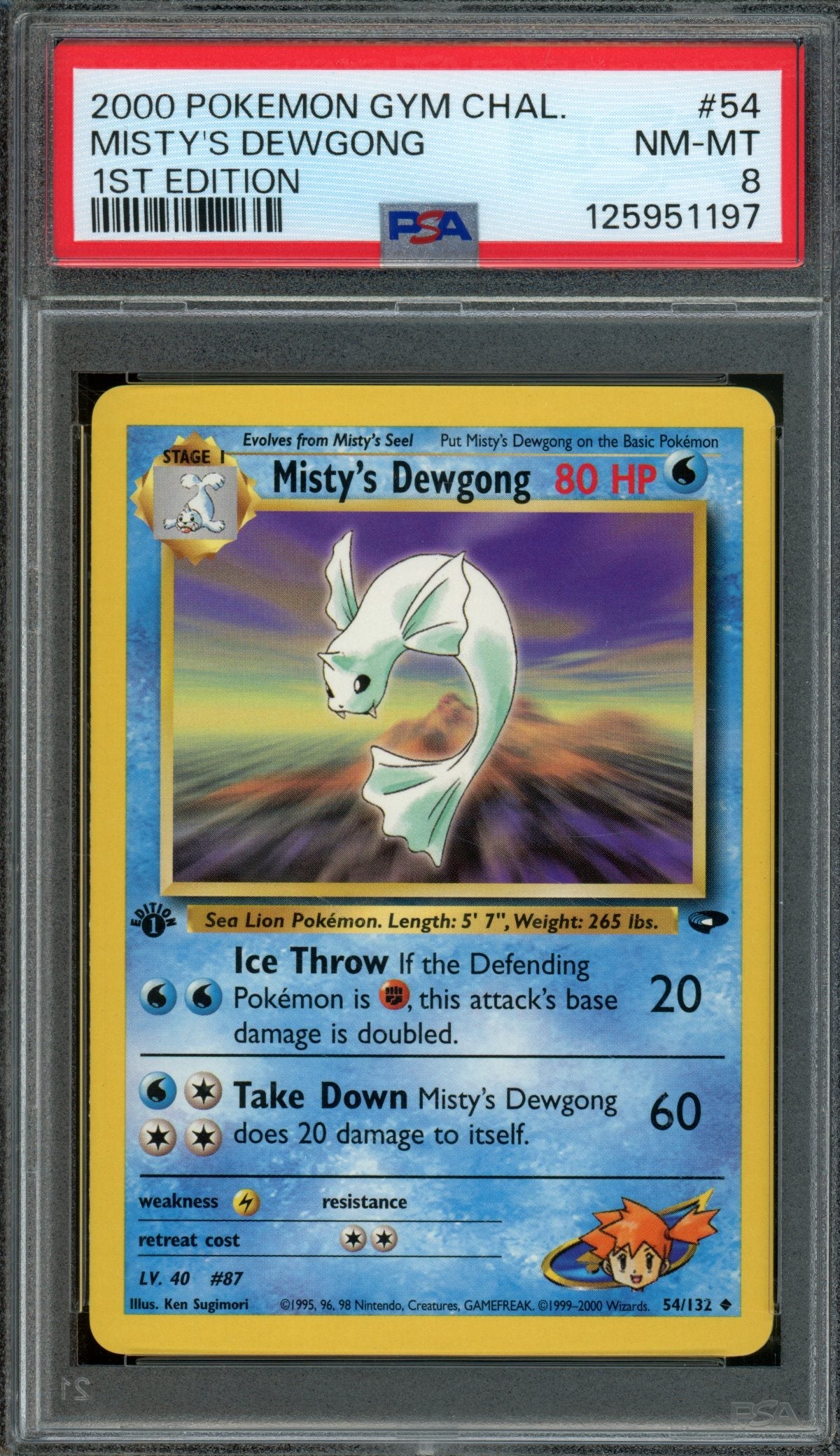 2000 Pokemon Gym Challenge Misty's Dewgong 1st Edition 54/132 PSA 8