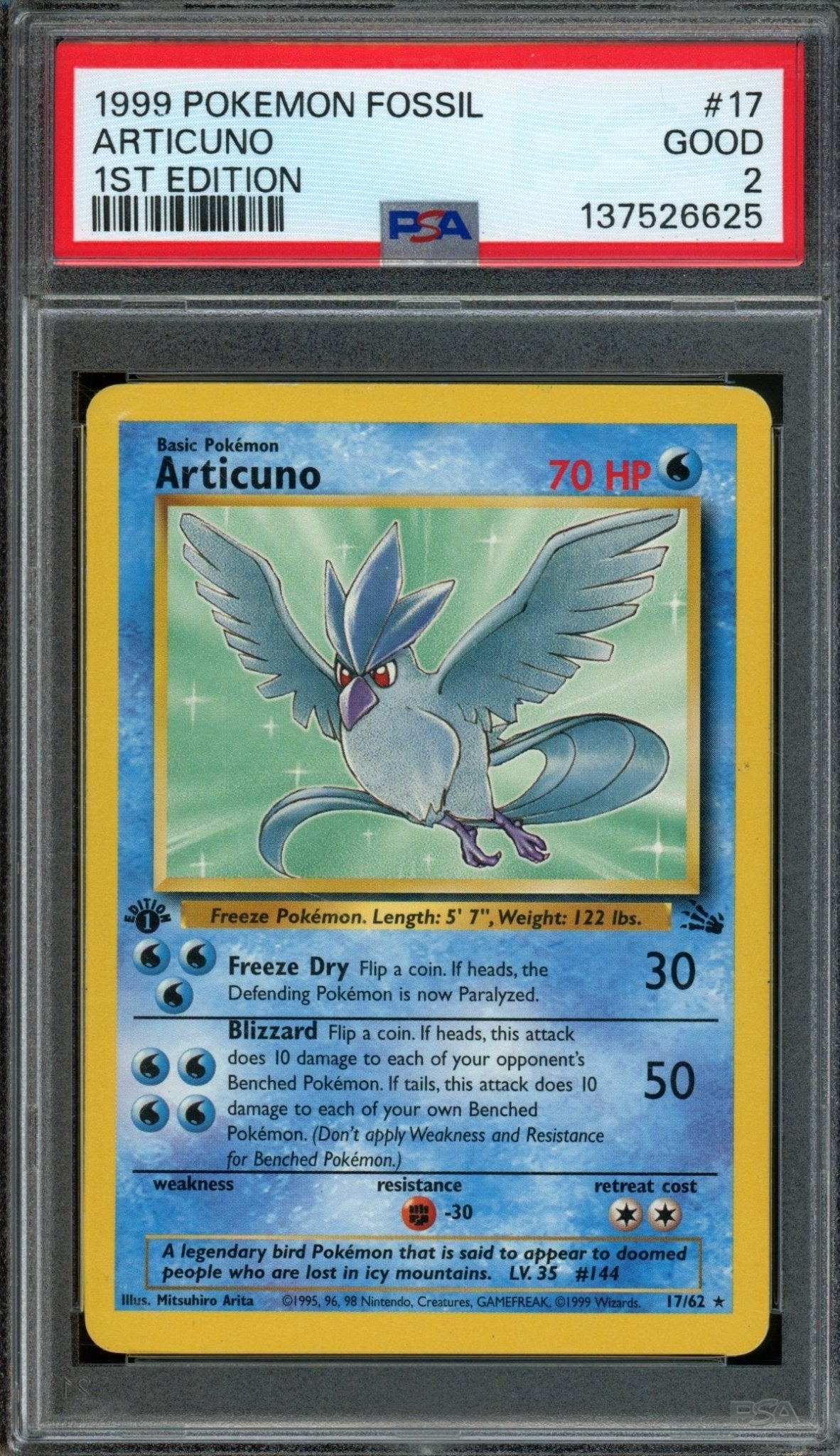 1999 Pokemon Fossil Articuno 1st Edition 17/62 PSA 2 - Trading Card Market
