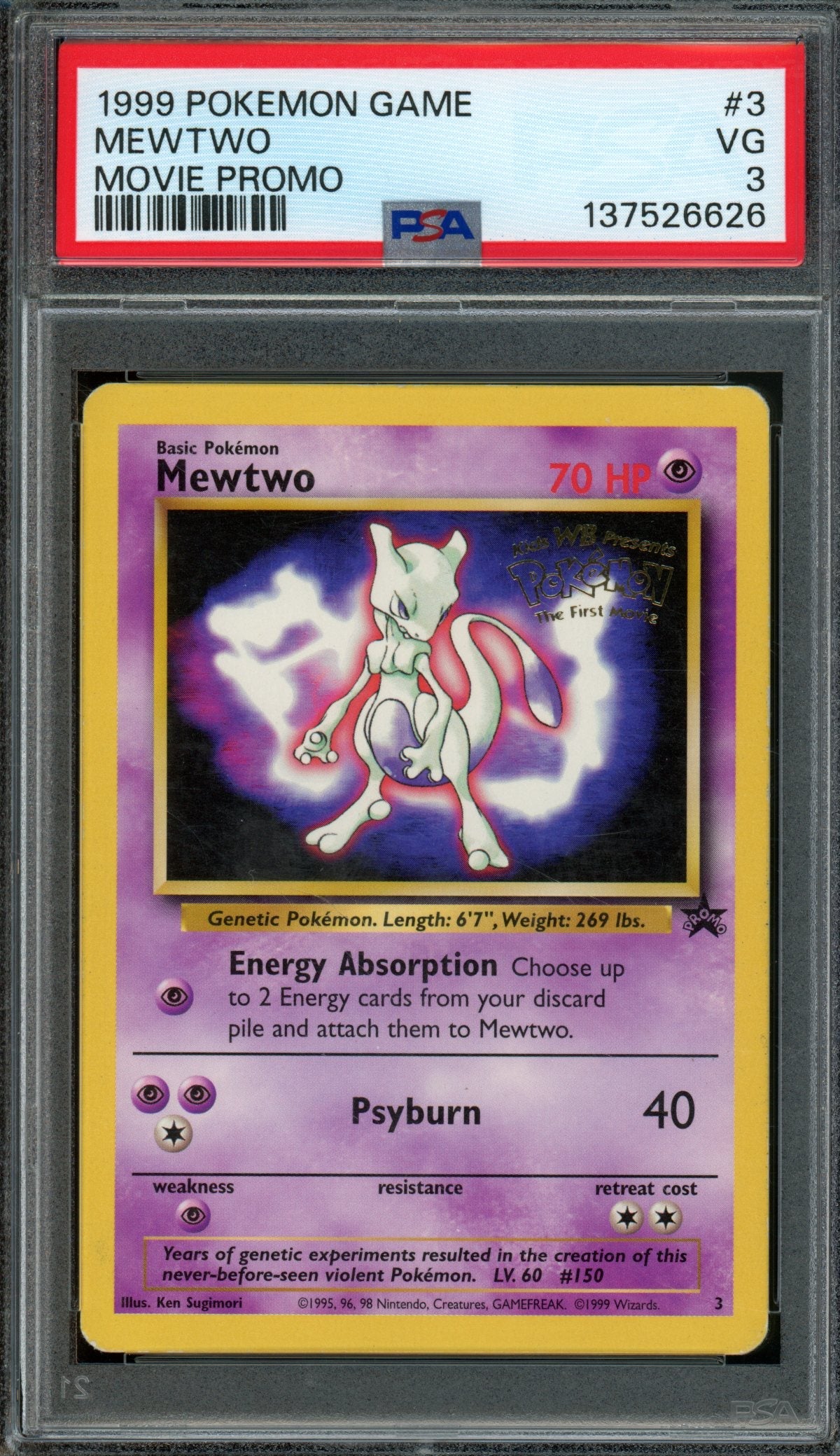 1999 Pokemon Movie Promo Mewtwo #3 PSA 3