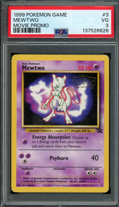 1999 Pokemon Movie Promo Mewtwo #3 PSA 3