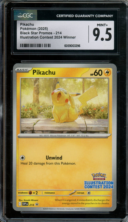 2025 Pokemon Illustration Contest Pikachu Stamped 214 Promo CGC 9.5