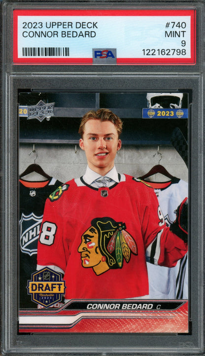 2023/24 Upper Deck Extended Series Connor Bedard Draft #740 PSA 9 Blackhawks