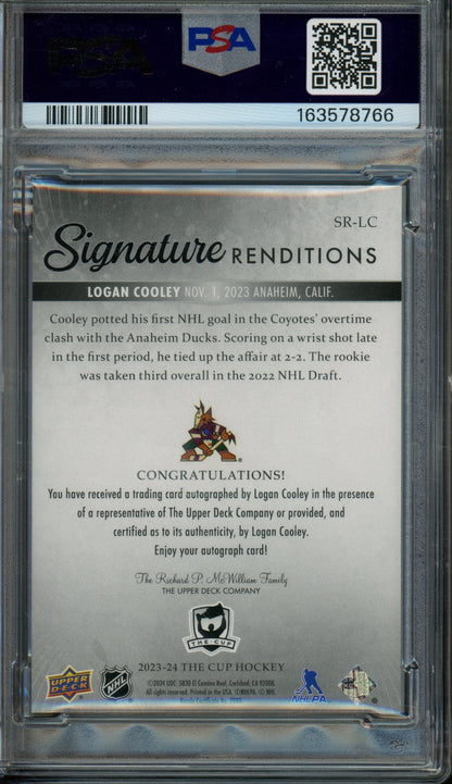 2023/24 Upper Deck The Cup Logan Cooley Signature Renditions #SRLC Autograph PSA 8 Cayotes