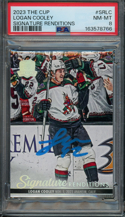 2023/24 Upper Deck The Cup Logan Cooley Signature Renditions #SRLC Autograph PSA 8 Cayotes