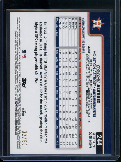2025 Topps Flagship Yordan Alvarez Big Head Gold SP /50 Astros