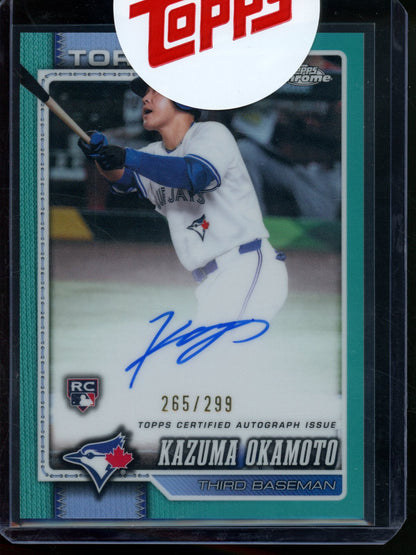 2026 Topps Chrome Kazuma Okamoto Rookie RC Autograph Aqua /299 Blue Jays