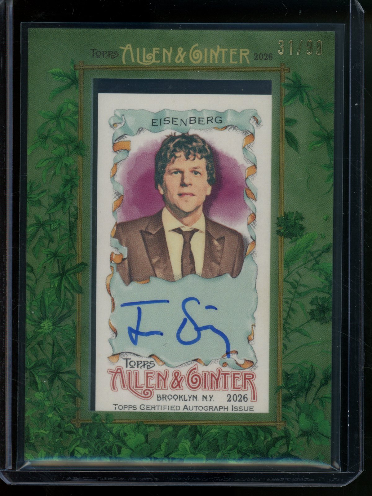 2026 Topps Allen & Ginter Jesse Eisenberg Green Framed Autograph /99 - Trading Card Market