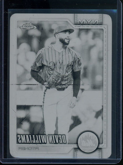 2026 Topps Flagship Devin Williams 1/1 Black Printing Plate Mets