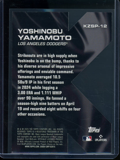 2025 Topps Flagship Yoshinobu Yamamoto "K" Short Print #KZSP-12 Dodgers