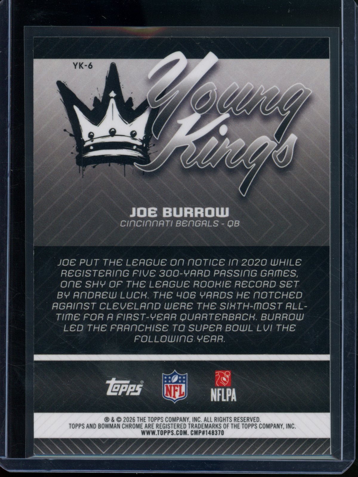 2026 Bowman Chrome Joe Burrow Young King Purple Refractor /75 Bengals - Trading Card Market