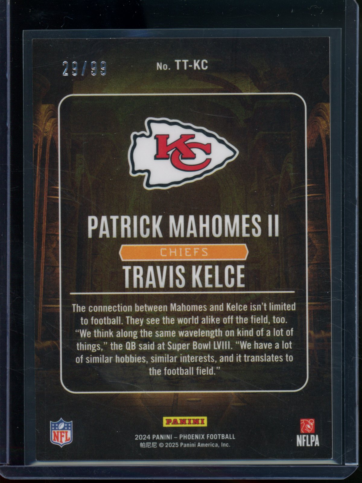 2024 Panini Phoenix Patrick Mahomes / Travis Kelce Treasured Tandems Red /99 Chiefs