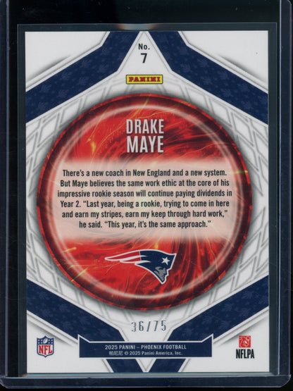 2025 Panini Phoenix Drake Maye Paragon Mojo Prizm /75 Patriots