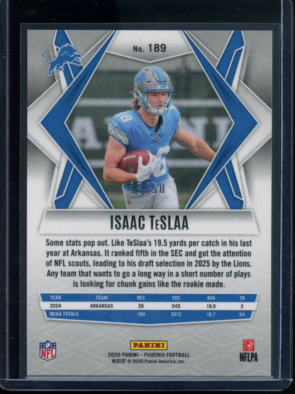 2025 Panini Phoenix Isaac TeSlaa Rookie RC Aqua Mojo /50 Lions