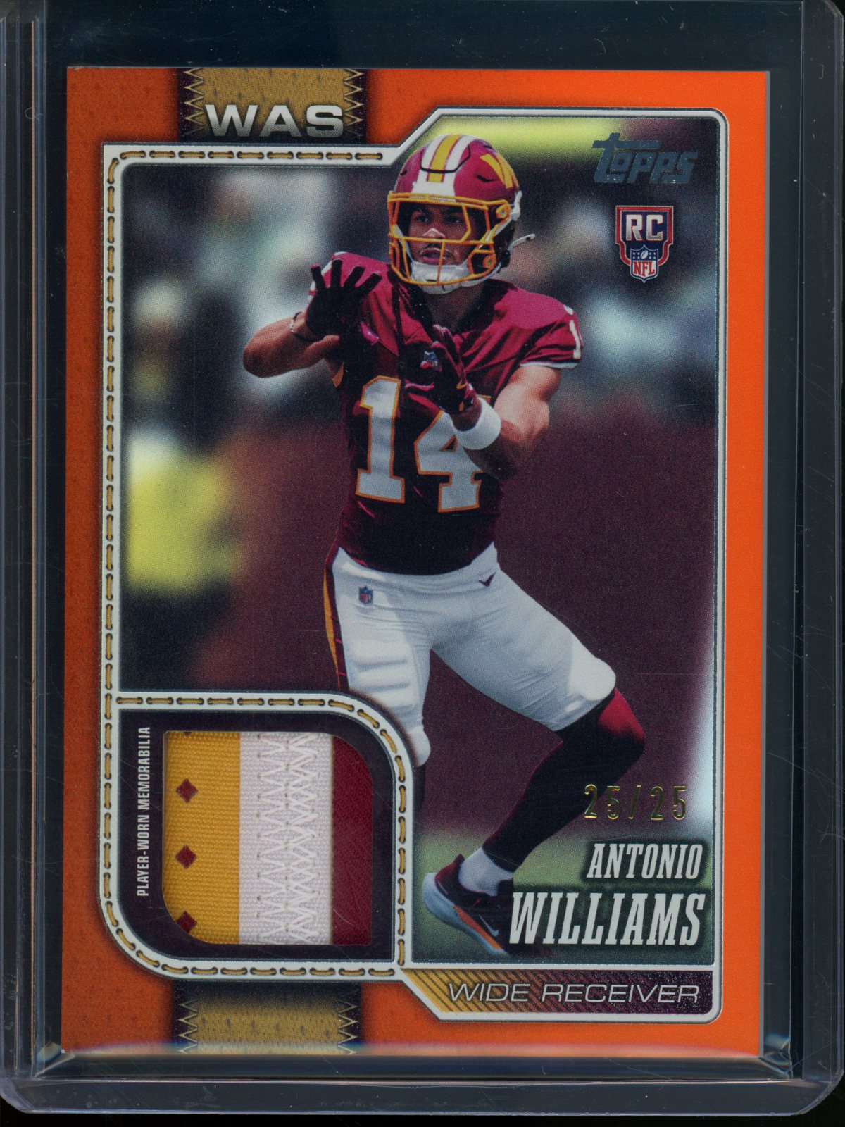 2026 Topps Flagship Antonio Williams Rookie RC Orange Foil Jersey Relic /25 Commanders