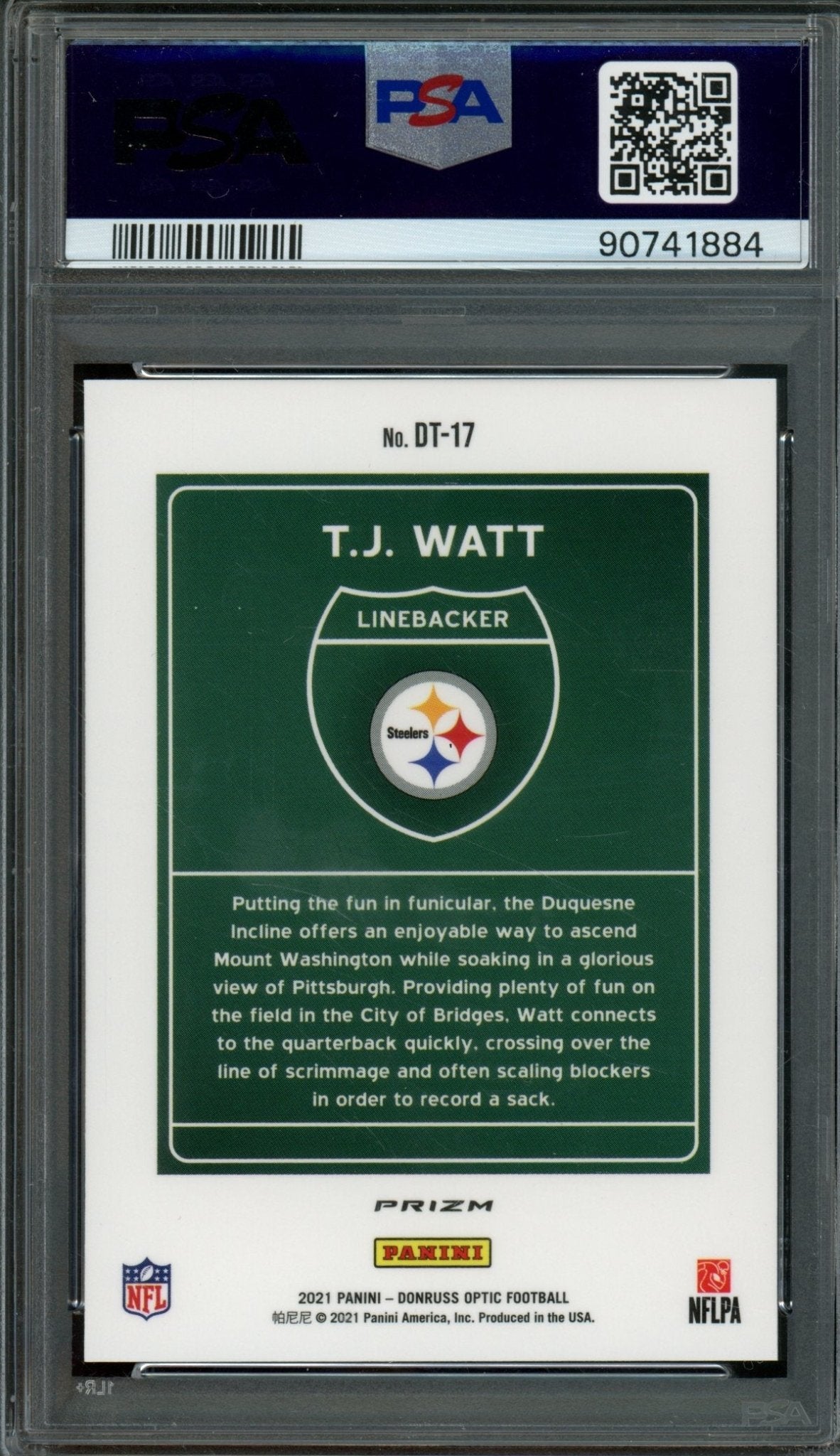 2021 Panini Optic T.J. Watt Downtown Case Hit #DT17 PSA 10 Steelers - Trading Card Market