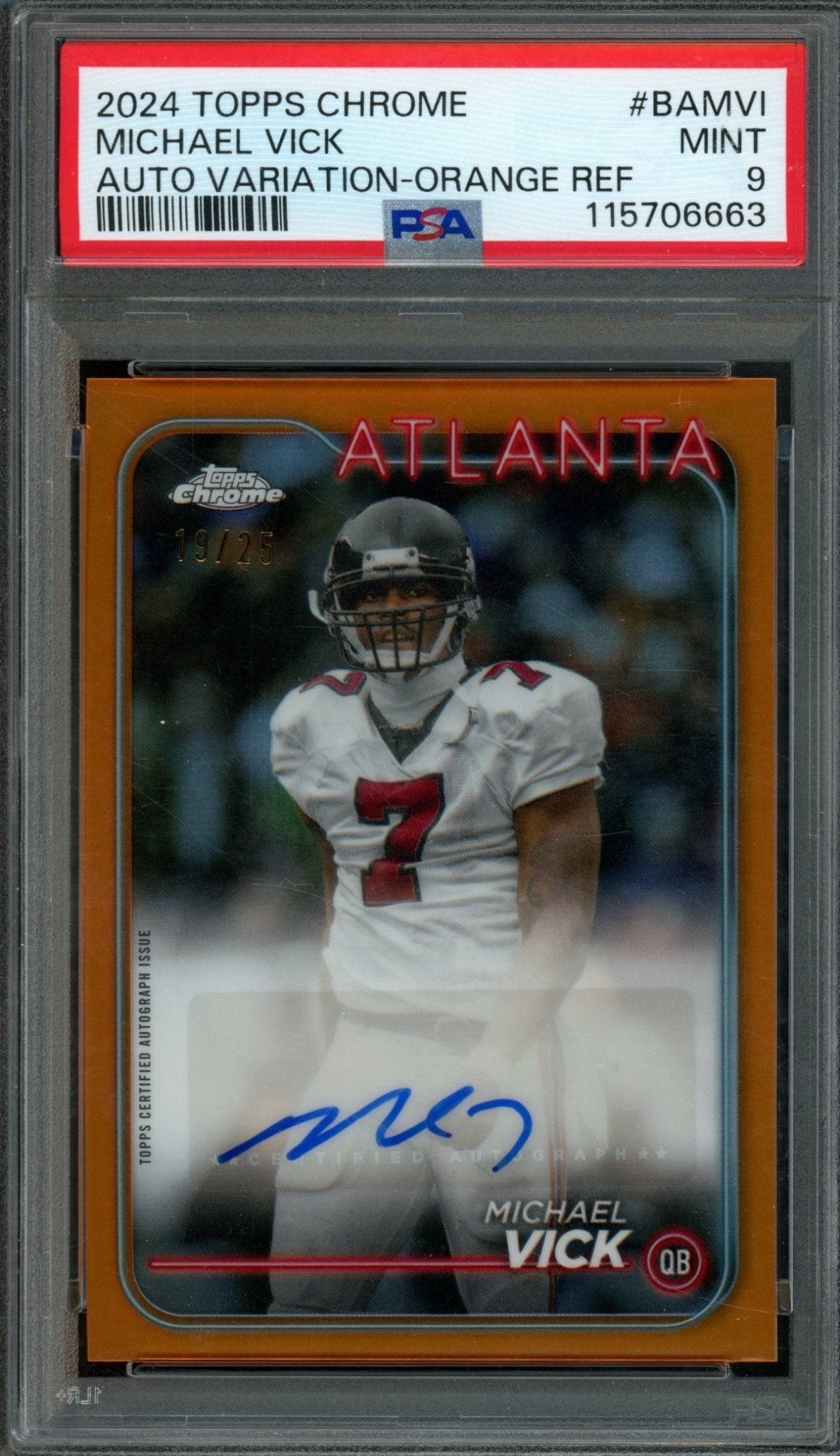 2024 Topps Chrome Michael Vick Orange Autograph Variation /25 PSA 9 Falcons - Trading Card Market