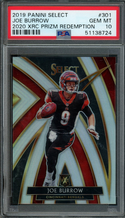 2019 Panini Select Joe Burrow Rookie RC XRC #301 PSA 10 Bengals